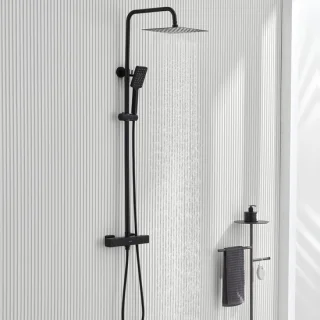 Thermostatische regendoucheset zwart