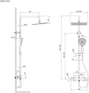 Thermostatische RVS Douchekolom Doucheset