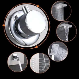 Thermostatische waterval en regendouche douchezuil