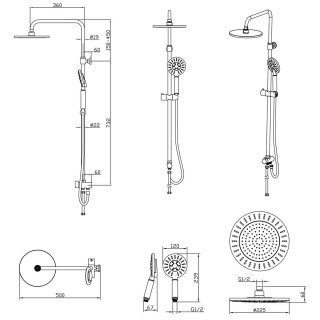 Tiger Tyne Doucheset Mat Zwart 22,5 cm Regendouche & 12 cm Handdouche