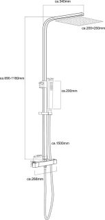 Twenty Eco thermostatische regendoucheset opbouw vierkant chroom