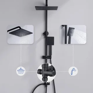Unyqoos® Zwarte regendoucheset