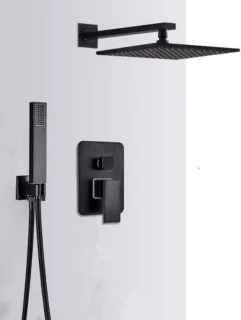 Verborgen inbouw douchekraan set messing 8 inch zwart