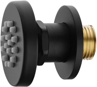 Verstelbare douchekop, G1/2 wandmontage, ronde draaibare zijspray met anti-verstoppingsproeier voor thuis, badkamer, spa-massage, 304 roestvrij staal, geborstelde afwerking, diameter 50 mm (zwart)