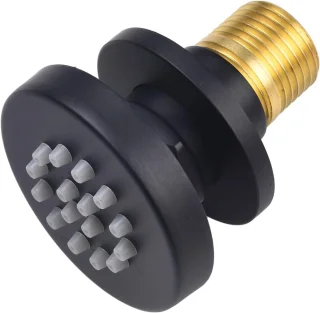 Verstelbare douchekop, G1/2 wandmontage, ronde draaibare zijspray met anti-verstoppingsproeier voor thuis, badkamer, spa-massage, 304 roestvrij staal, geborstelde afwerking, diameter 50 mm (zwart)