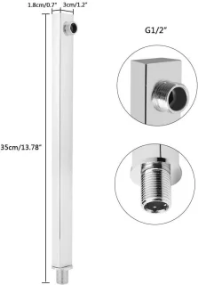 Vierkante douchearm verlenging 35 cm voor wandmontage