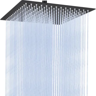 Vierkante douchekop 25x25 cm RVS zwart