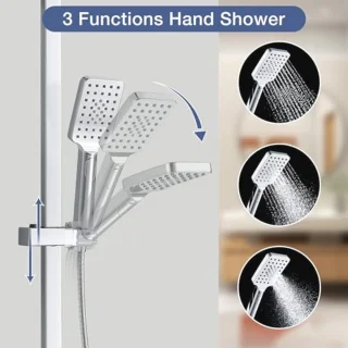 Vierkante Douchemixer Set Chroom