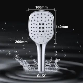 Vierkante handdouche met slang