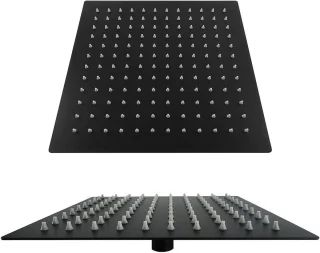 Vierkante Regendouchekop 40 cm Zwart RVS