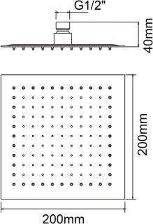 Vierkante RVS Regendouchekop 20 cm - Chroom