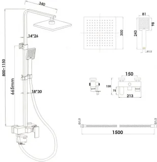 Viking Choice Doucheset Chroom 30cm met Badkraan
