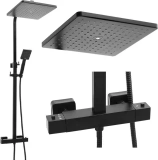 Viking Choice Doucheset Zwart met Regendouche en Thermostaatkraan