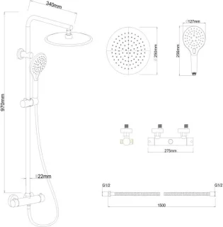 Viking Choice Regendouche Thermostaat Zwart 25 cm