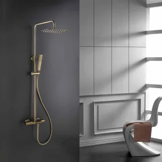 Vips Regendouche Opbouw Thermostaat Goud Geborsteld
