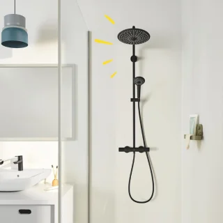 Vitalio Joy Douchesysteem Thermostaat Phantom Zwart Wandmontage