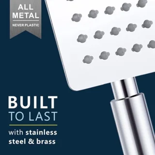 Voolan All-Metal Square Handheld Shower Head - Chrome