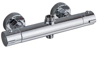 Wandgemonteerde messing thermostatische douchekraan, zilverkleurig