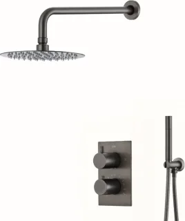 WEBO Atlanta inbouw regendoucheset Gun Metal 25cm