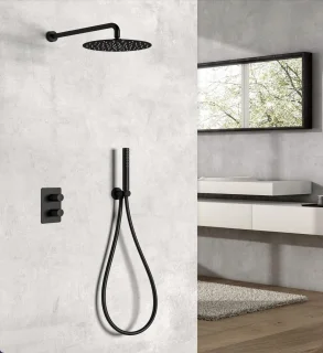 WEBO Atlanta Inbouw Regendoucheset Mat Zwart 25cm