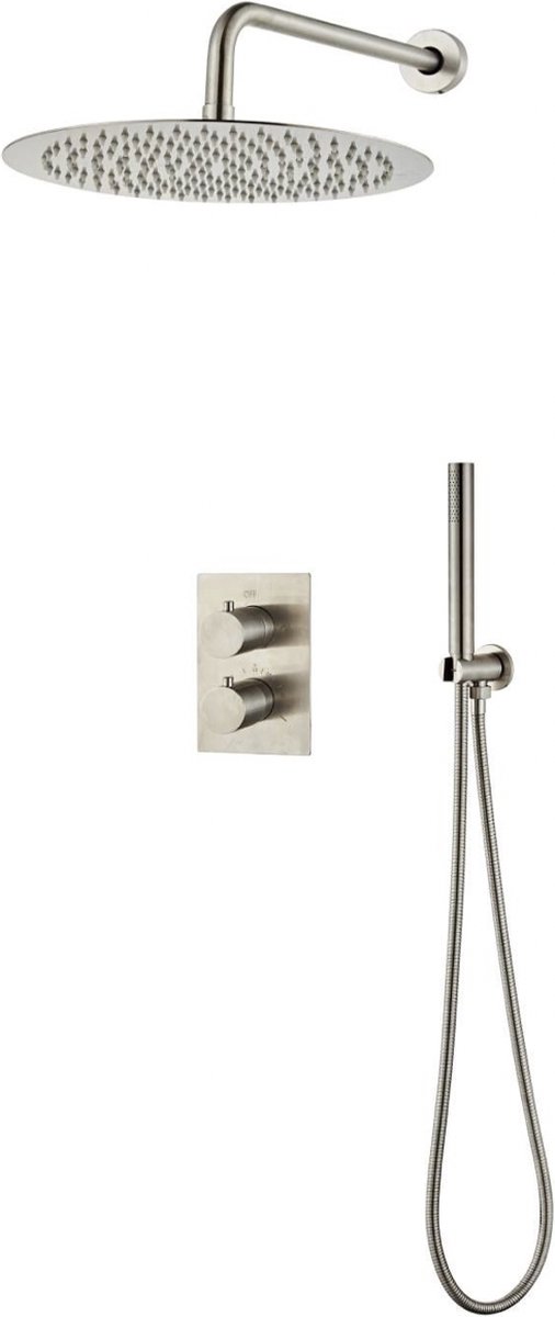 De WEBO Atlanta inbouw regendoucheset RVS 25cm compleet in één oogopslag