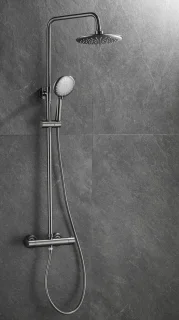 WEBO EUPHORIA Regendouche Gun Metal Thermostaatset