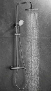 WEBO EUPHORIA Regendouche Gun Metal Thermostaatset