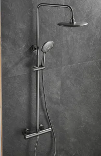 WEBO EUPHORIA Regendouche Gun Metal Thermostaatset
