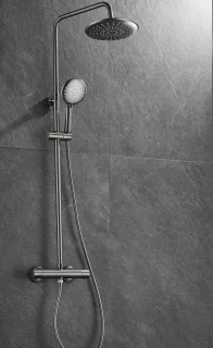 WEBO EUPHORIA Regendouche Gun Metal Thermostaatset