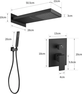 WEBO Luxe Regendoucheset Inbouw Mat Zwart 25cm