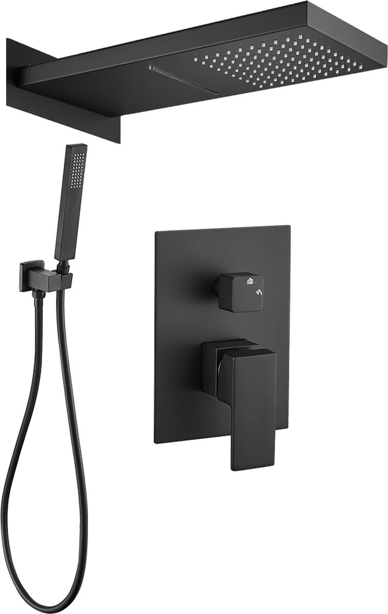 WEBO Luxe Regendoucheset Inbouw Mat Zwart 25cm