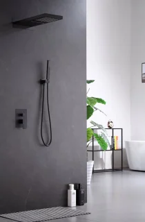 WEBO Luxe Regendoucheset Inbouw Mat Zwart 25cm