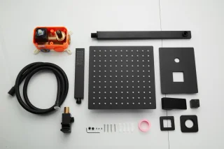 WEBO Rio Vierkant Inbouw Regendoucheset Mat Zwart 20cm