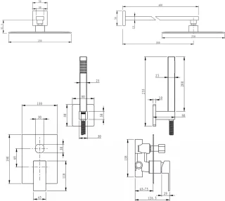 WEBO Rio Vierkant Regendoucheset Inbouw 20cm Mat Goud