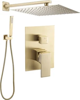 WEBO Rio Vierkant Regendoucheset Inbouw 20cm Mat Goud