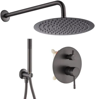 WEBO Valencia Regendoucheset Inbouw Gun Metal 25cm