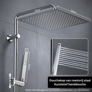 White-Label Regendoucheset Zonder Kraan Zilver