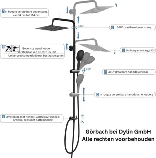 White-Label® Regendoucheset Zwart