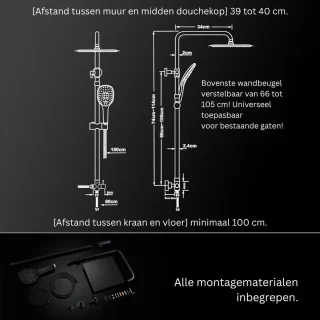 White-Label® Regendoucheset Zwart