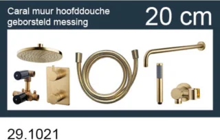 Wiesbaden Caral 402 inbouwthermostaatset rond 20cm geborsteld messing
