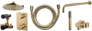 Wiesbaden Caral 402 inbouwthermostaatset rond 20cm geborsteld messing