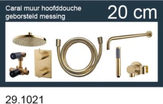 Wiesbaden Caral 402 inbouwthermostaatset rond 20cm geborsteld messing