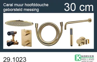 Wiesbaden Caral inbouw doucheset 30 cm rond geborsteld messing