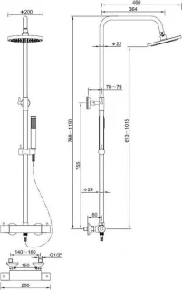 Wiesbaden Caral thermostatische regendoucheset chroom