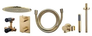 Wiesbaden One-Pack Inbouwthermostaat Rond 403 Geborsteld Messing 30 cm