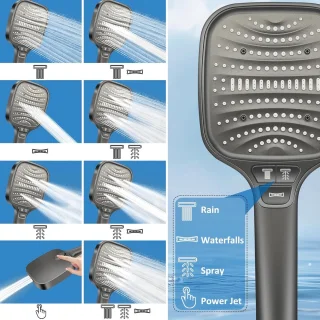 XXL Regendouchekop en Handdouche Grijs