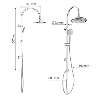 Zomerregen DX1005CS-A Doucheset Chroom Regendouche & Handdouche