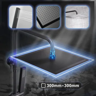 Zwart douchesysteem 30x30 regendouche