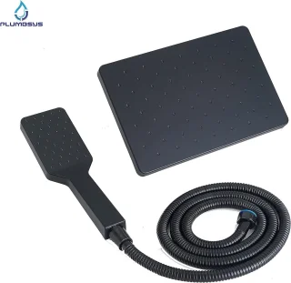 Zwart RVS Douchesysteem Regendouche 25x17cm Inclusief Handdouche