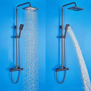 Zwart RVS Douchesysteem Regendouche 25x17cm Inclusief Handdouche